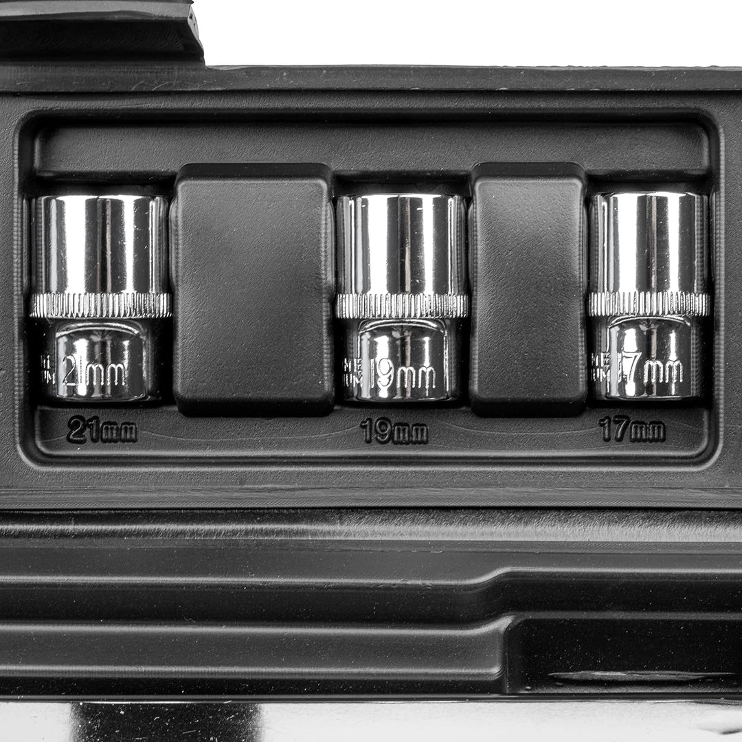 Güde Drehmomentschlüssel-Set (5-teilig), 1/2" mit 3 Steckschlüsseleinsätzen und Verlängerung, Einste