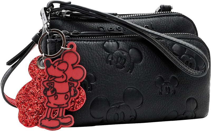 Desigual kleine Umhängetasche Schultertasche Mone All Mickey Linda 23WAYP01 Schwarz, Schwarz