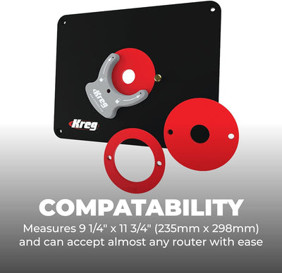 Kreg Tool PRS4034 Einsatzplatte mit Level-Loc-Ringen (vorgebohrtes Triton), Schwarz und Rot