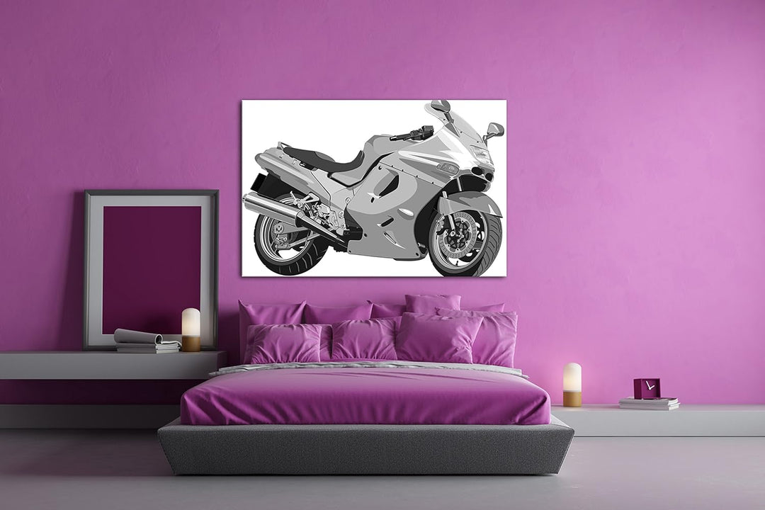 deyoli Skizze eines teuren Motorrads Effekt: Schwarz/Weiss im Format: 80x60 als Leinwandbild, Motiv