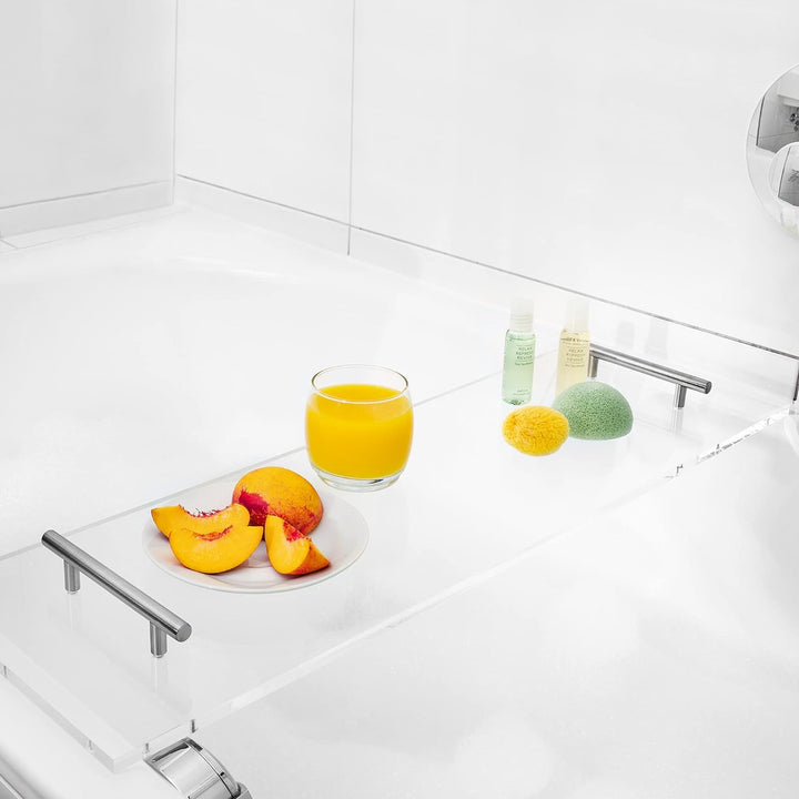 Navaris Badewannenablage aus Acryl Glas - Buch Ablage Weinglas Halterung Badewannentablett - Wannena