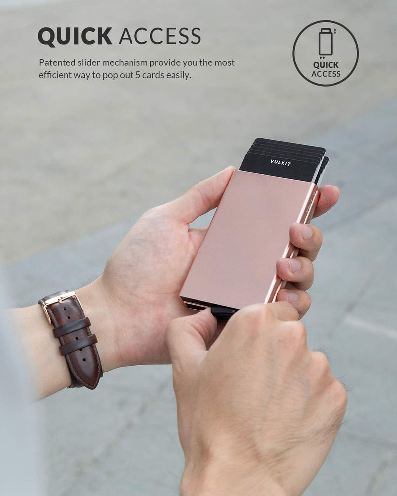 VULKIT Kartenetui Metall mit RFID NFC Schutz Karten Geldbörse Herren Geldbeutel Doppelt Karten Etui