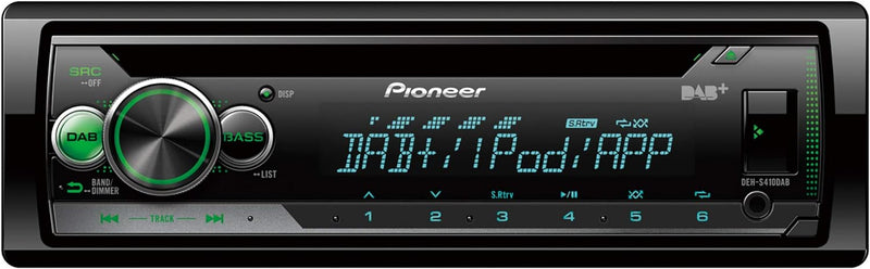 Pioneer DEH-S410DAB-AN, 1-DIN-Autoradio, CD-Tuner mit FM und DAB+, MP3, USB und AUX-Eingang, RGB – B
