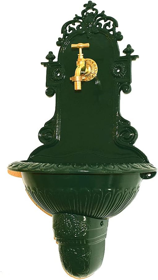 Wandbrunnen Graf von Gerlitzen Blumenampel Alu Bassena Wand Brunnen Kran Ablauf FOU1-G Kleiner kran