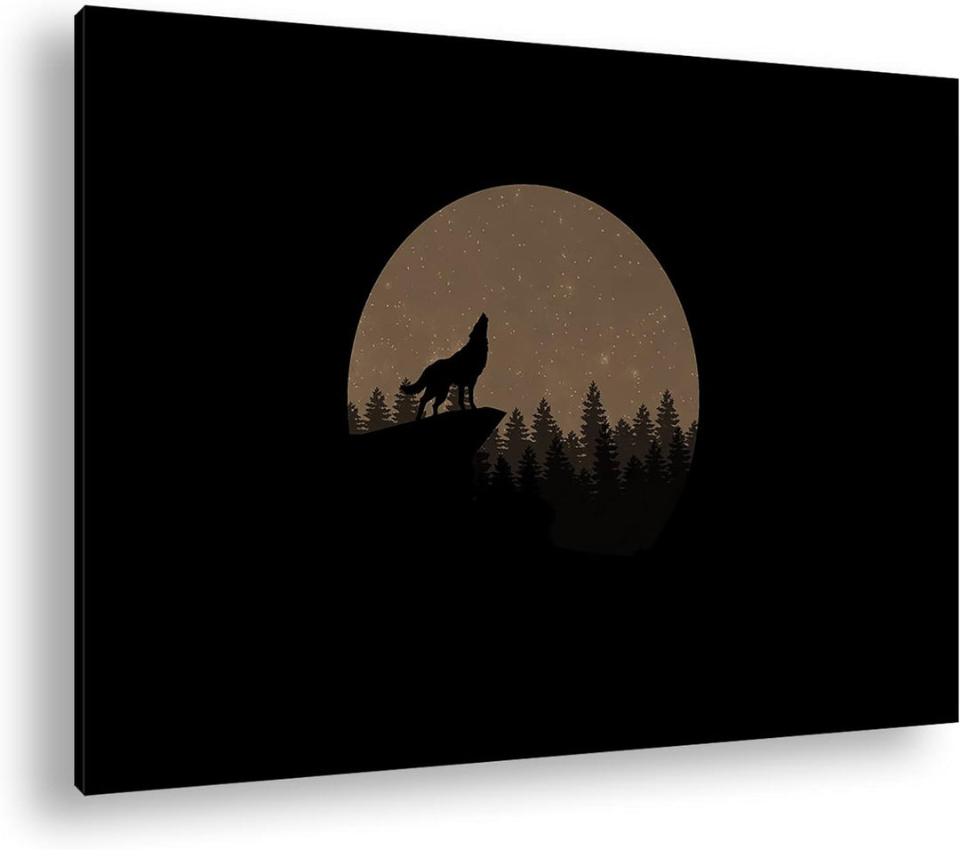 deyoli düsterer einsamer Wolf Format: 80x60 Effekt: Sepia als Leinwandbild, Motiv fertig gerahmt auf