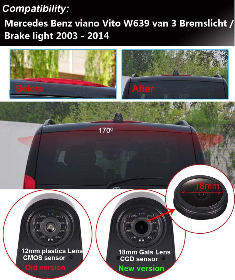 18mm Linse Top Qualität Auto Bremsleuchte Rückfahrkamera Ersatz für Viano Vito W639 Transporter 3 Br