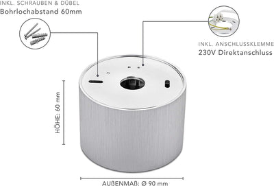 lambado® Flache LED Aufbauleuchte/Deckenstrahler Set inkl. 230V 5W Spots dimmbar - dezente Aufbaustr