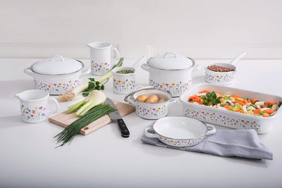 RIESS 0124-070 Fleischtopf mit Deckel, Durchmesser 20 cm, Inhalt 3,5 Liter, Country, SONDERDEKOR FLO