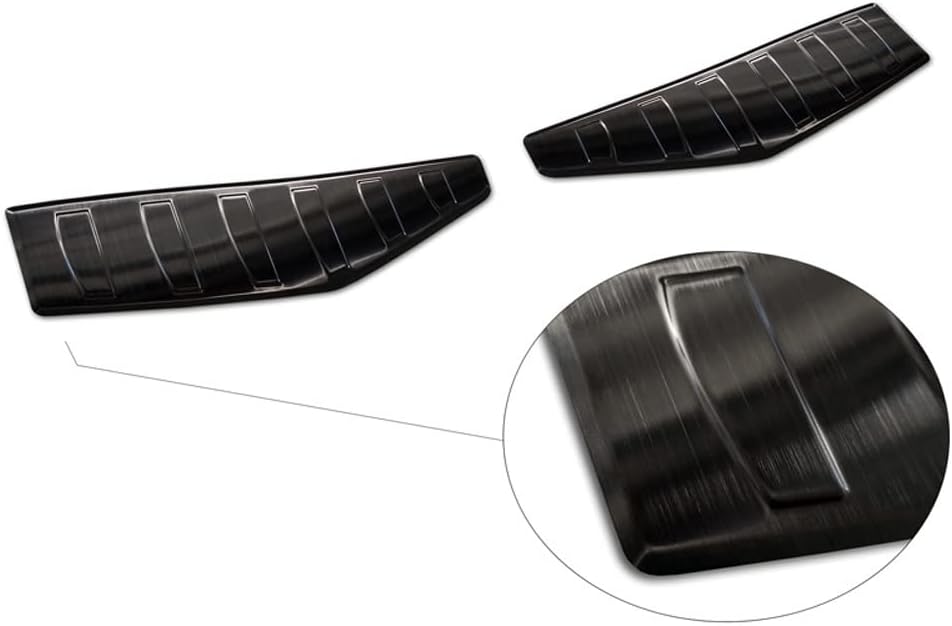 Avisa Schwarz Edelstahl Heckstossstangenschutz kompatibel mit Ford Mustang Mach-E 2020- 'Ribs' (2-Te