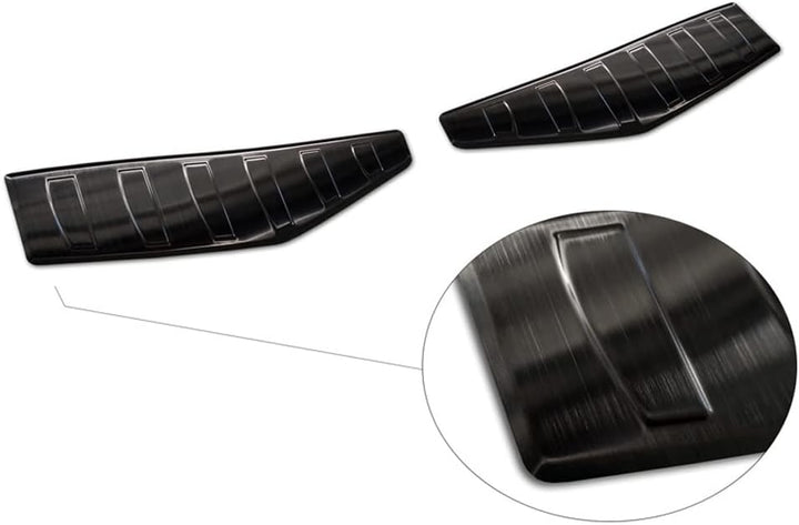 Avisa Schwarz Edelstahl Heckstossstangenschutz kompatibel mit Ford Mustang Mach-E 2020- 'Ribs' (2-Te