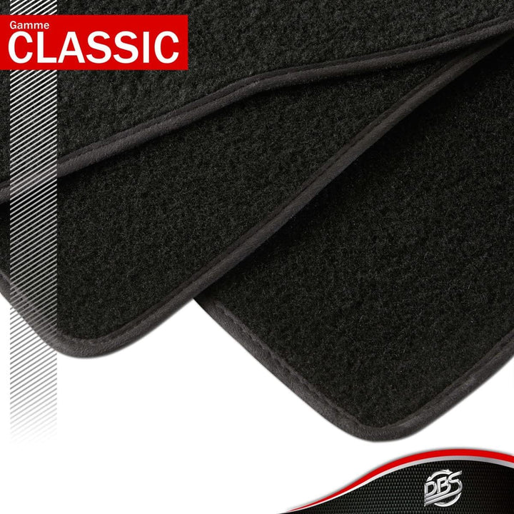DBS Autofussmatte - nach Mass - 4-teilig - Anti Rutsch - schwarzer Nadelfilz 900g/m² - Velours Ferti
