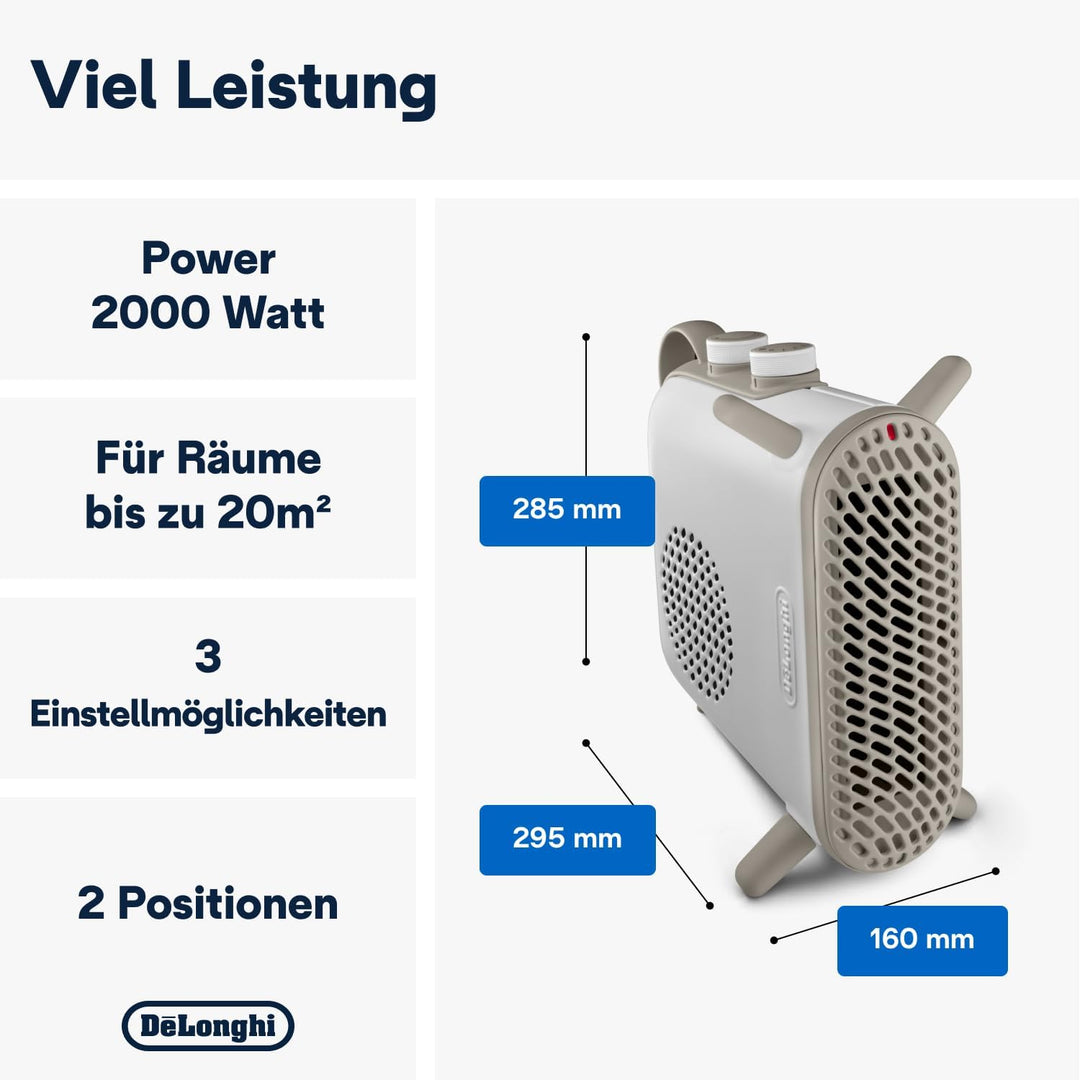 De'Longhi Capsule Fit HFS70B20.WH, leiser Heizlüfter, vertikale und horizontale Positionierung, elek