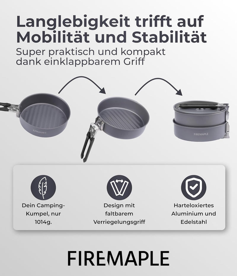 Fire-Maple Feast Camping Geschirr Set aus Edelstahl und eloxiertem Aluminium Feast FEAST 4 Black, FE