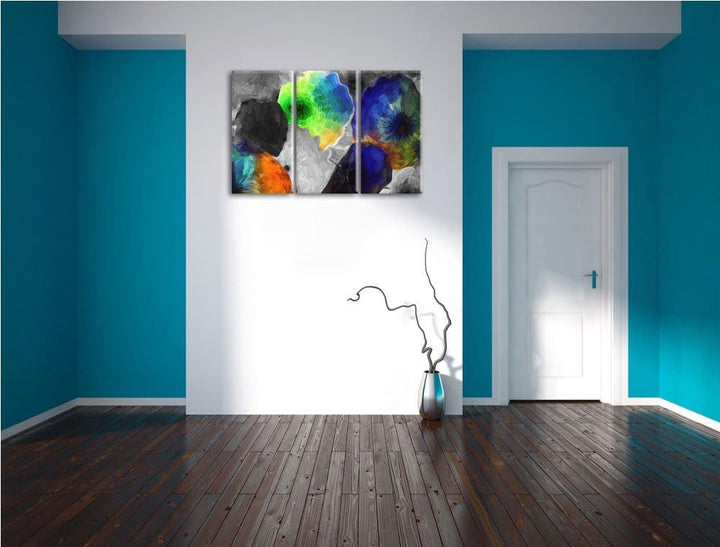 beeindruckender Quallenschwarm schwarz/weiss Deluxe 3-Teiler Leinwandbild 120x80 Bild auf Leinwand,