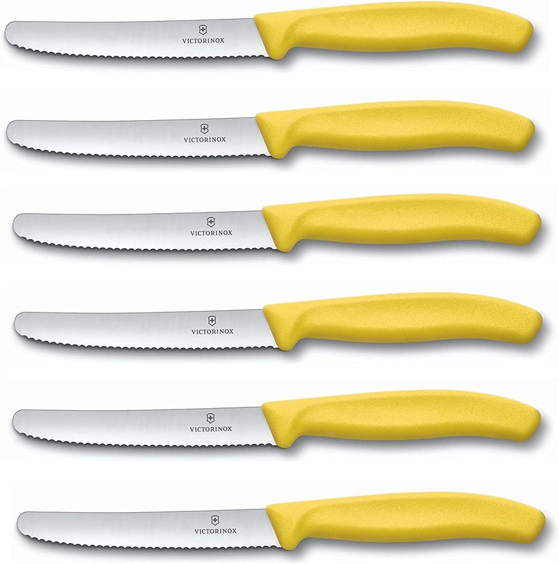 Victorinox 6 Stück Tafelmesser - Tomatenmesser Swiss Classic mit Wellenschliff rostfrei - Swiss Made