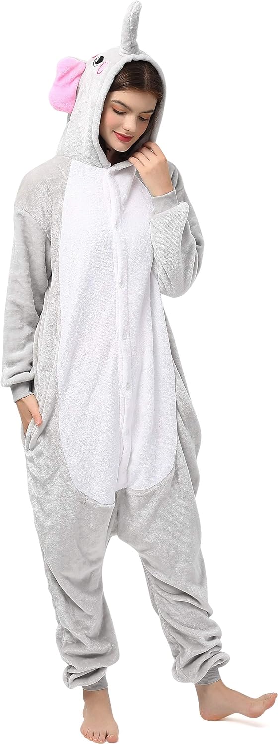 Katara 1744 (30+ Designs) Elefanten-Kostüm, Unisex Onesie/ Pyjama-Qualität für Erwachsene & Teenager