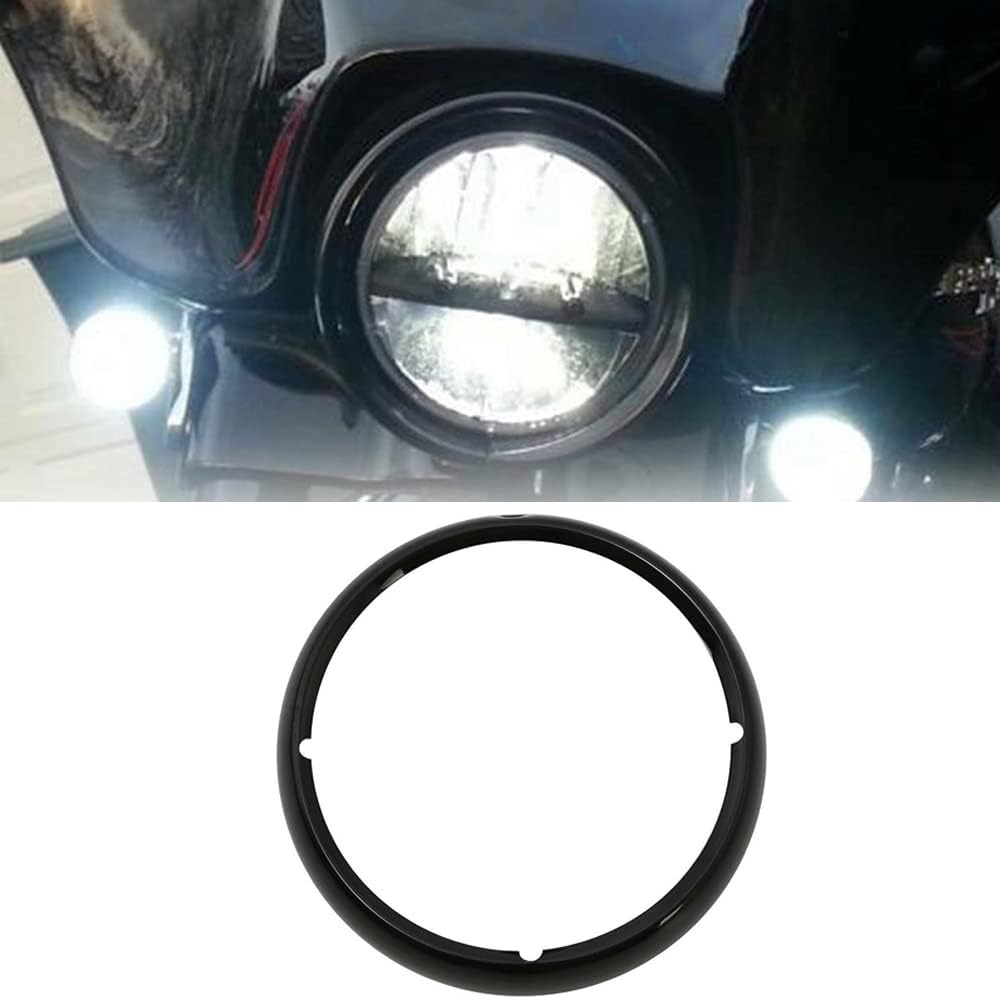 Motorrad Scheinwerfer Lampe Trimmring Abdeckung, TOTMOX 7'' ABS Kunststoff Scheinwerfer Trimmring Ri