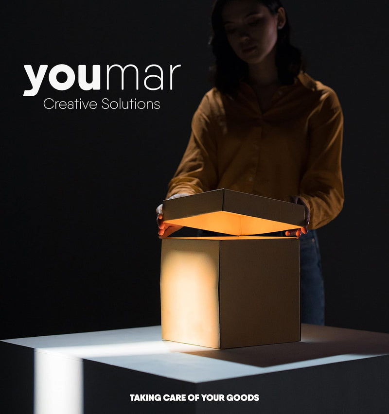 Youmar Solutions – Packung mit 25 Schachteln aus Karton (Grösse M), Weiss M (25x18x8cm), M (25x18x8c