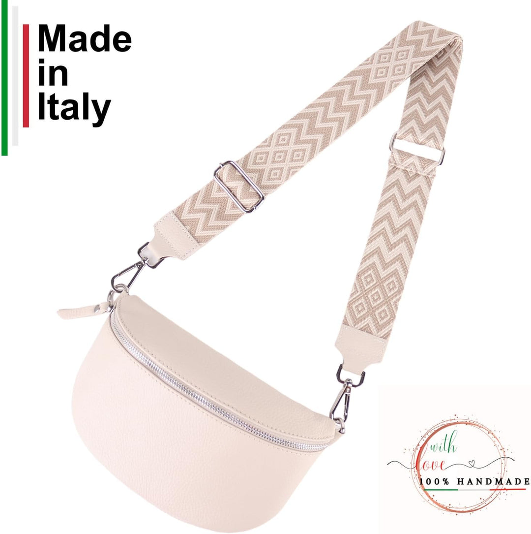 MIRROSI® Bauchtasche Damen, Echtleder, Made in Italy, Umhängetasche, Brusttasche, Crossbody Bag (1 T