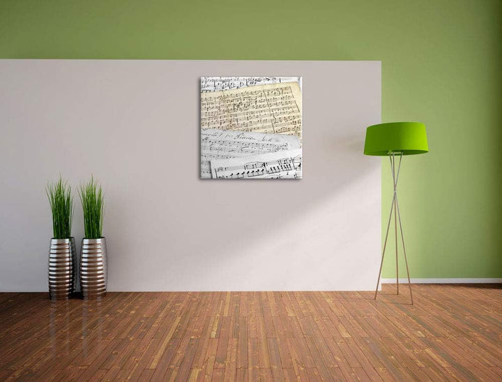 Pixxprint schöne alte Notenblätter als Leinwandbild/Grösse: 70x70 cm/Wandbild/Kunstdruck/fertig besp