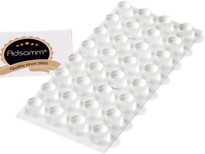 Adsamm® | 32 x selbstklebende Anschlagpuffer | Ø 16,5 mm | Höhe: 10,2 mm | rund | zylindrisch | Tran