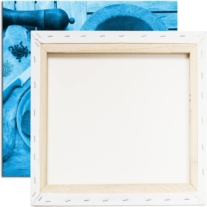 deyoli Gewürze mit einem Mörser Format: 60x60 Effekt: Monocrome Blau als Leinwandbild, Motiv fertig