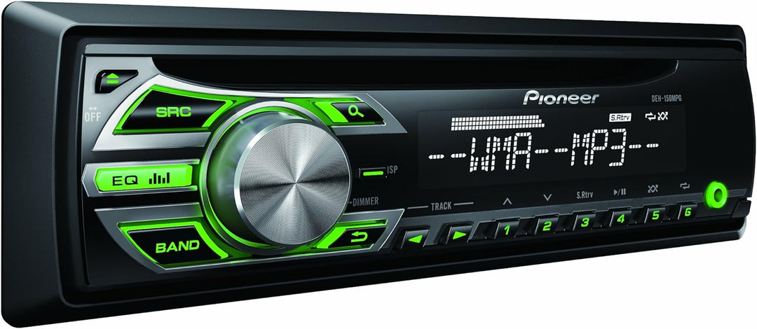 Pioneer DEH-150MPG CD RDS Tuner mit WMA/MP3 Wiedergabe und Frontbeleuchtung, AUX-In (grün), grün