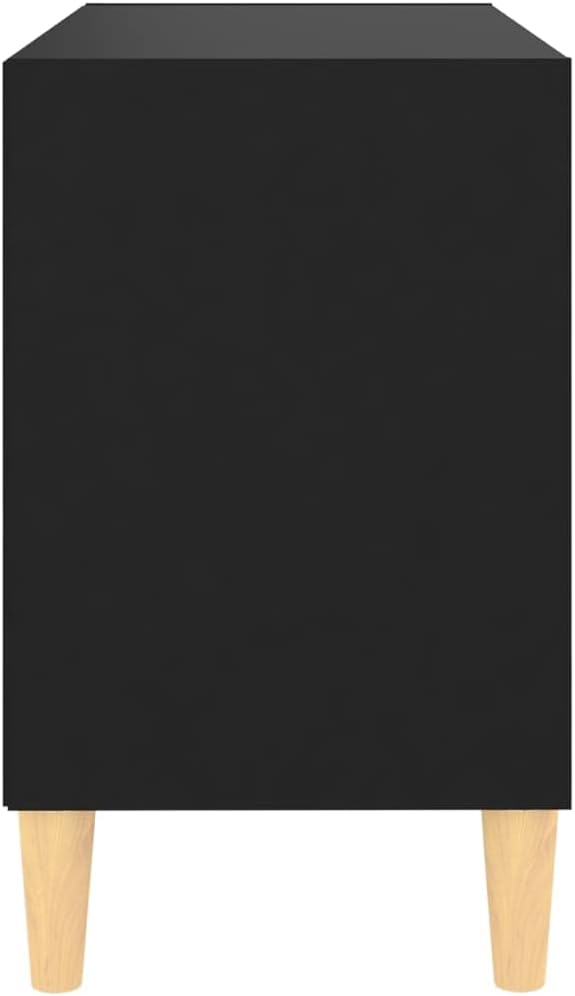homiuse TV-Schrank mit Massivholz-Beinen Schwarz 69,5x30x50 cm TV Board Hochglanz Fernsehschrank Fer