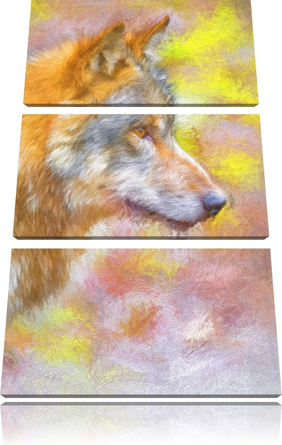 anmutiger Wolf Spezial 3-Teiler Leinwandbild 120x80 Bild auf Leinwand, XXL riesige Bilder fertig ger
