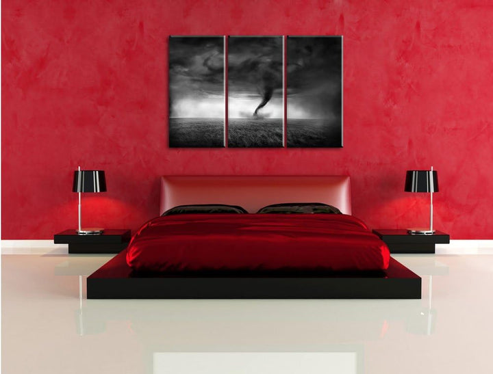 Pixxprint Naturgewalt Tornado als Leinwandbild/Grösse: 3 Teilig (120x80 cm) cm/Wandbild/Kunstdruck/f