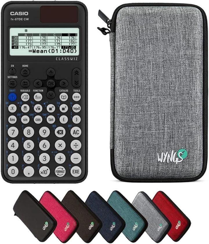 CALCUSO Sparpaket: Casio FX-87DE CW ClassWiz technisch-wissenschaftlicher Schulrechner + WYNGS Schut