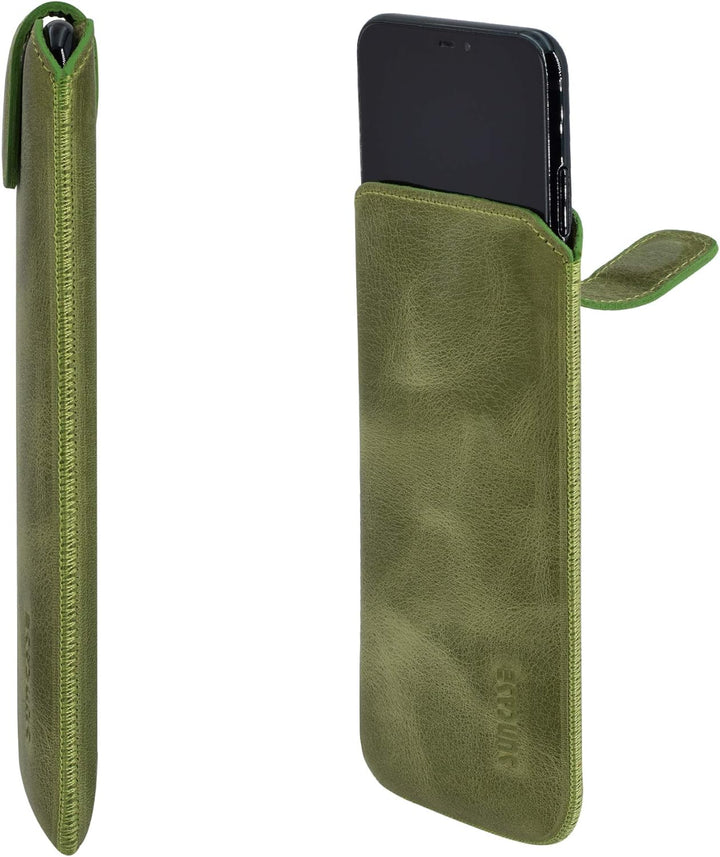 Suncase ECHT Ledertasche Leder Etui *Slim-Edition* für Swissvoice G50 Leder Hülle Handytasche (mit R
