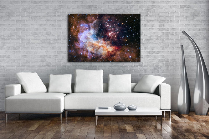 deyoli farbenprächtiger Sternencluster Format: 60x40 als Leinwandbild, Motiv fertig gerahmt auf Echt