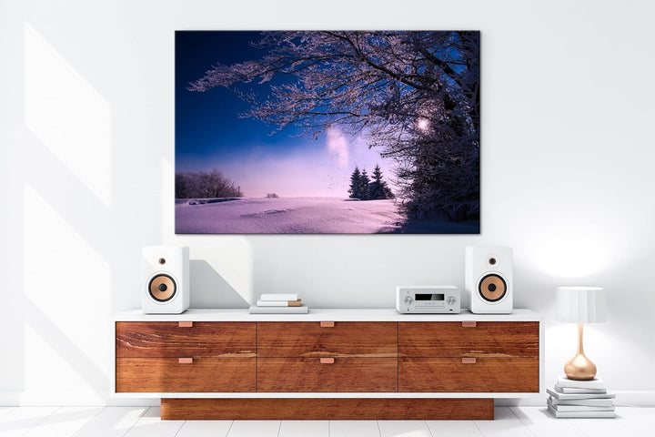 deyoli Eisige Winterlandschaft Format:75x50 cm als Leinwandbild, Motiv fertig gerahmt auf Echtholzra