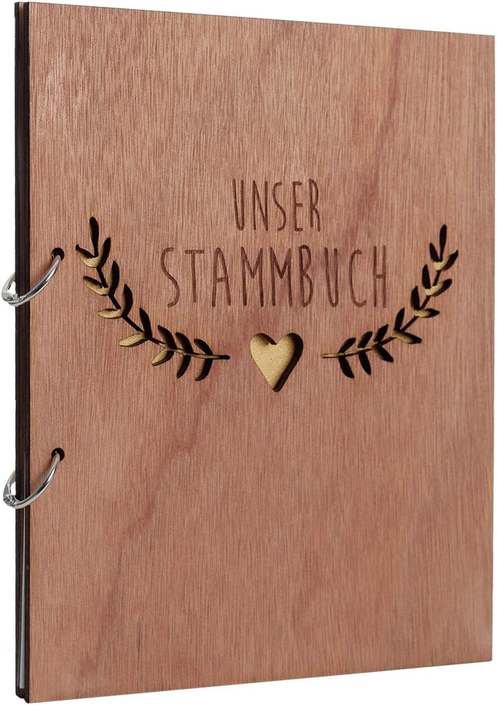 Hochzeitideal Stammbuch der Familie Familienstammbuch Holzcover inkl. Lasergravur (Serie Boho)