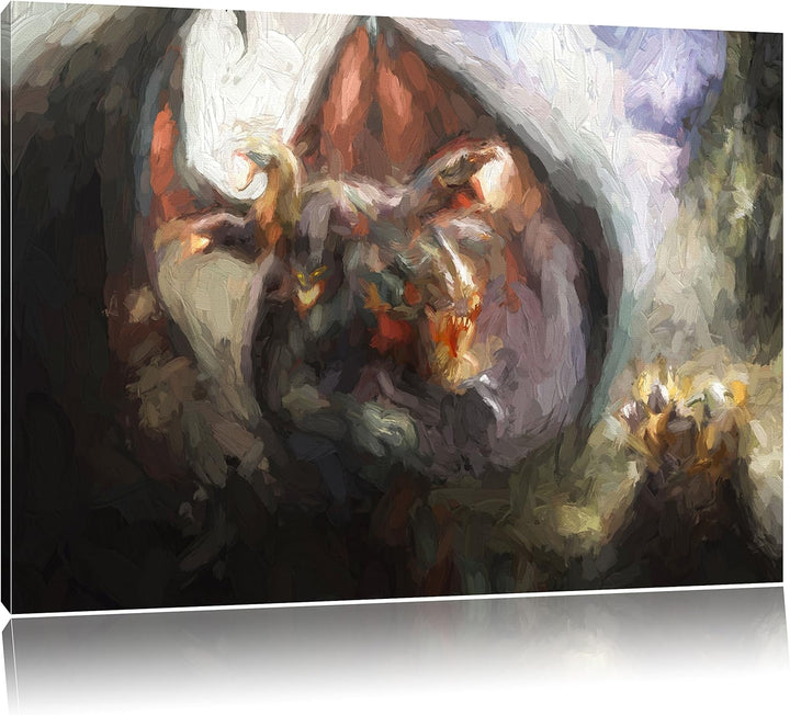 Pixxprint Drachen Schlangen als Leinwandbild/Grösse: 100x70 / Wandbild/Kunstdruck/fertig bespannt, 1