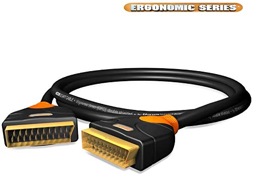 HICON Ergonomic 5m Scartkabel OFC 21pol gerade Stecker | HIE-SCSC-0500 HIE-SCSC 5m Schwarz, HIE-SCSC