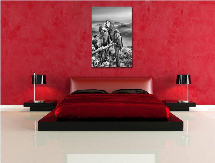 Papageien Pärchen als Leinwandbild/Grösse: 100x70 / Wandbild/Kunstdruck/fertig bespannt, 100x70