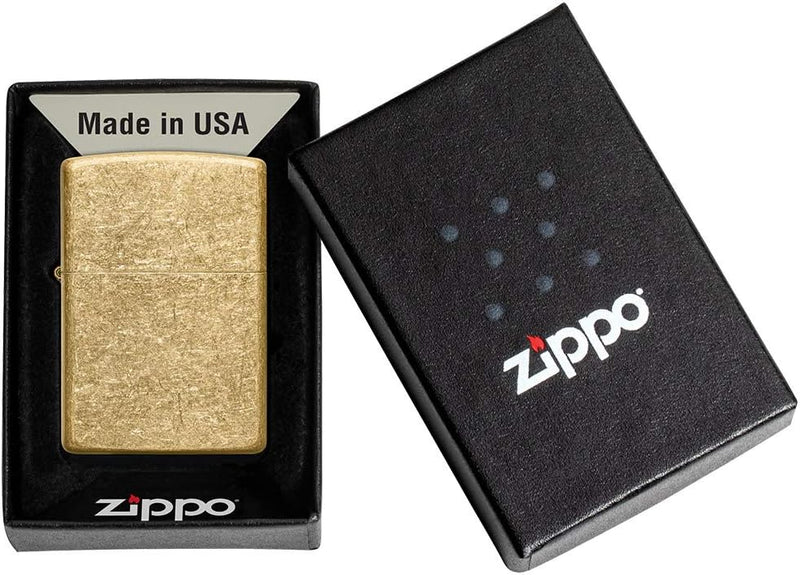 Zippo Taschenfeuerzeug aus Trommelmessing, 49477, Tumbled Brass, Einheitsgrösse