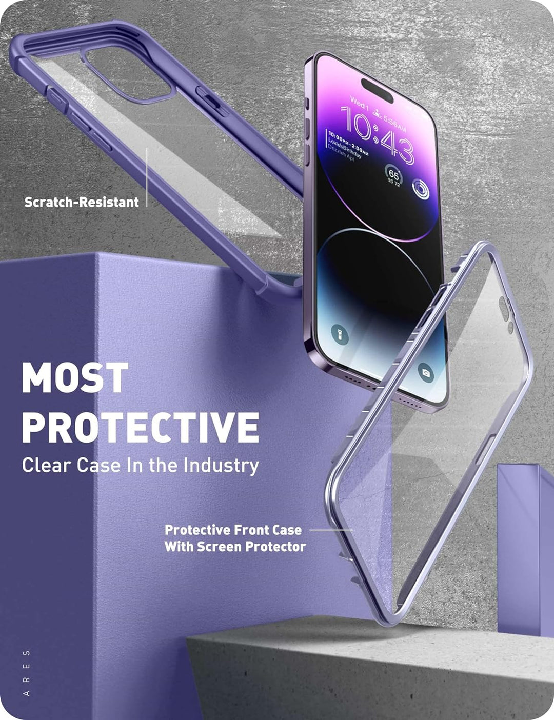 i-Blason Ares Series für iPhone 14 Pro 6,1 Zoll (2022 Release), zweilagige, robuste, transparente Bu