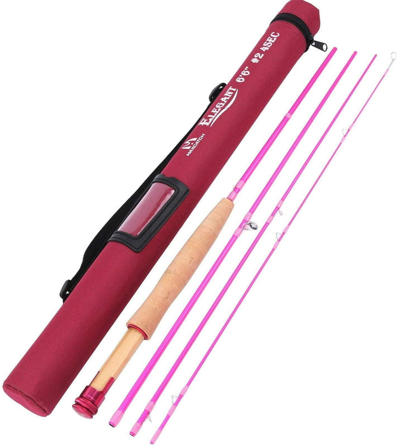 MAXIMUMCATCH Elegant Pink Fliegenrute für Damen, 2/5 wt, 6’6’’/9ft, 4 Teile Fliegenfischen Rute Comb