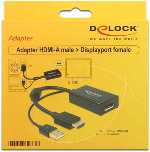 DELOCK Adapterkabel HDMI-A Stecker > Displayport 1.2 Buchse schwarz