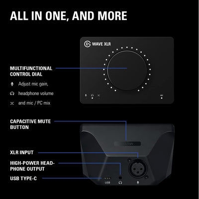 Elgato XLR-Interface Set – Audioschnittstelle, mit XLR-Kabel, kostenloses digitales Mixing-Softwarep