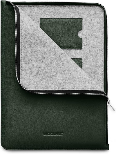 7Woolnut Leder Folio Zipper Sleeve Case Hülle Tasche für MacBook Pro 13/14 Zoll - Grün MacBook Pro 1