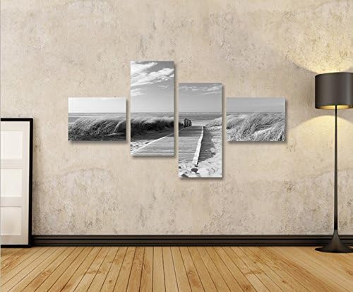 islandburner Bild Bilder auf Leinwand Strand Schwarz/Weiss Nordseestrand Langeoog 4L XXL Poster Lein