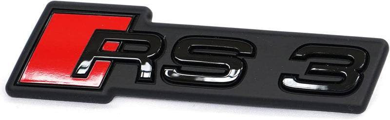 Audi 8Y0853736AT94 Schriftzug RS3 Kühlergrill Clip Emblem Logo Plakette, schwarz/rot