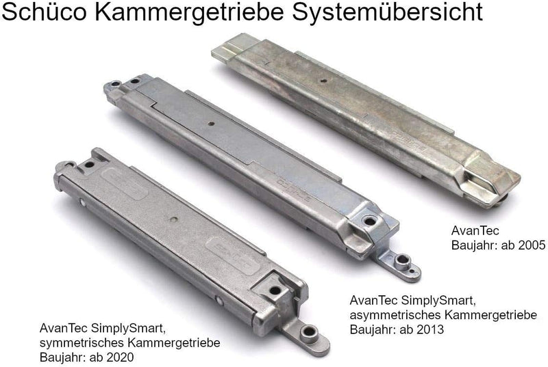 Schüco Kammergetriebe, asymmetrisch 23 mm DIN links 277033/277035