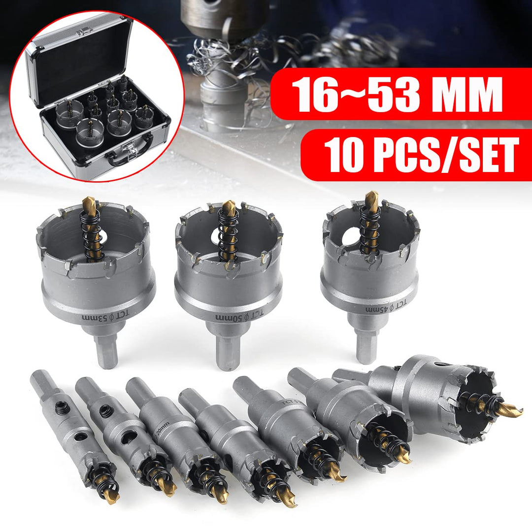 SagaSave 10 PCS Hartmetall Lochsäge, Heavy Duty Lochschneider für Metall, rostfreier Stahl, Gusseise