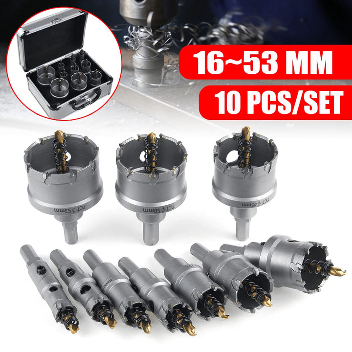 SagaSave 10 PCS Hartmetall Lochsäge, Heavy Duty Lochschneider für Metall, rostfreier Stahl, Gusseise