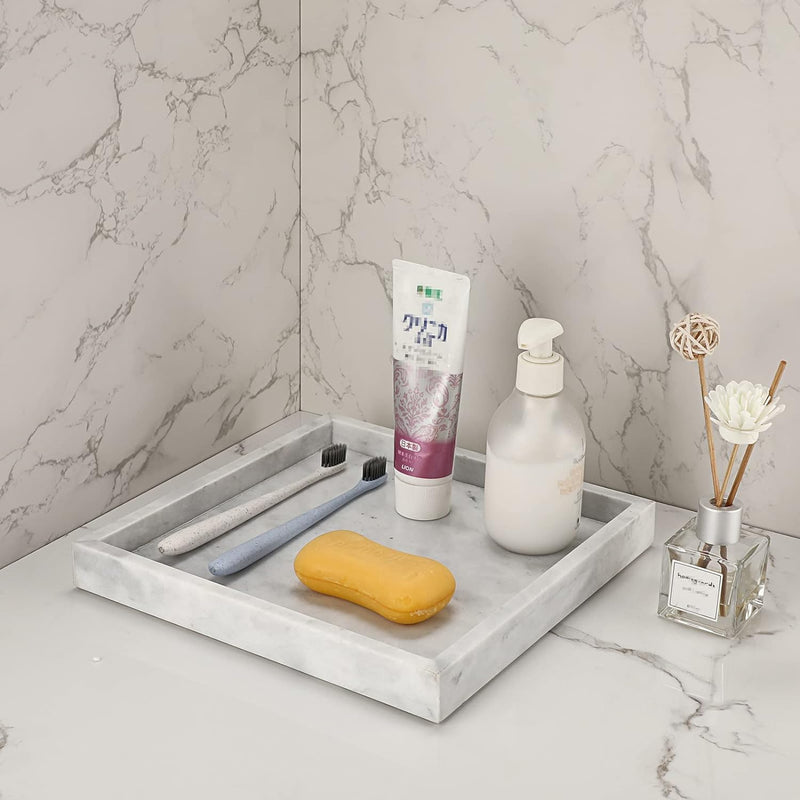 SUMNACON Marmor Serviertablett Servierplatte Tablett Schmuckteller für Badezimmer Küche Aufbewahrung
